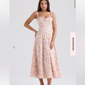House of CB Clarabelle Pink Meadow Print Cotton midi dress